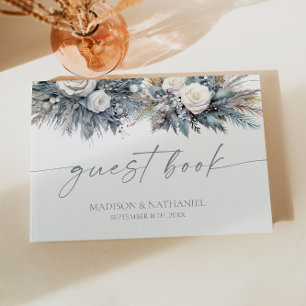 Libro De Visitas Boda de Jardín de Flores Florales Boho Rosa Blanca