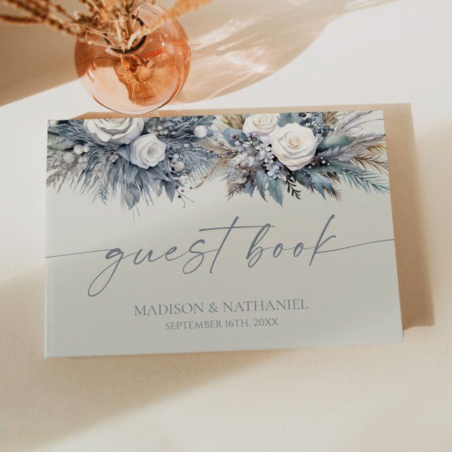 Libro De Visitas Boda de Jardín de Flores Florales Boho Rosa Blanca (Subido por el creador)