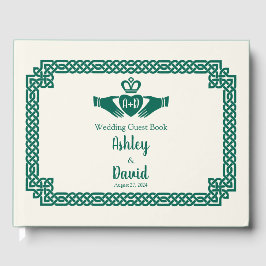 Libro De Visitas Boda de Knot Claddagh, célebre verde esmeralda