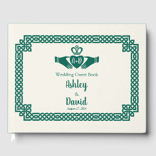 Libro De Visitas Boda de Knot Claddagh, célebre verde esmeralda