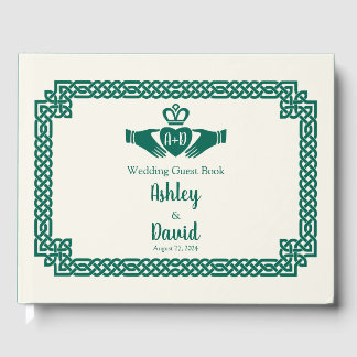 Libro De Visitas Boda de Knot Claddagh, célebre verde esmeralda