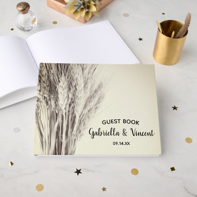 Libro De Visitas Boda de la granja rural Dried Barley (Anverso Abierto)