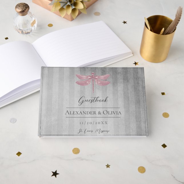 Libro De Visitas Boda de la libélula guiñada (Anverso Abierto)