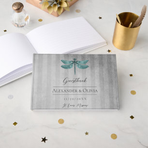 Libro De Visitas Boda de la libélula verde azulada