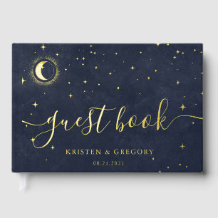 Libro De Visitas Boda de la luna de oro celeste Crescent