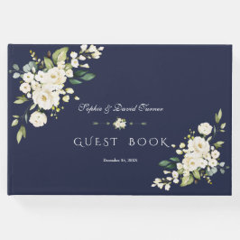 Libro De Visitas Boda de la Marina Blanca de Flores Románticas