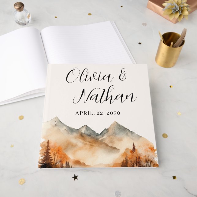 Libro De Visitas Boda de la montaña de otoño (Anverso Abierto)