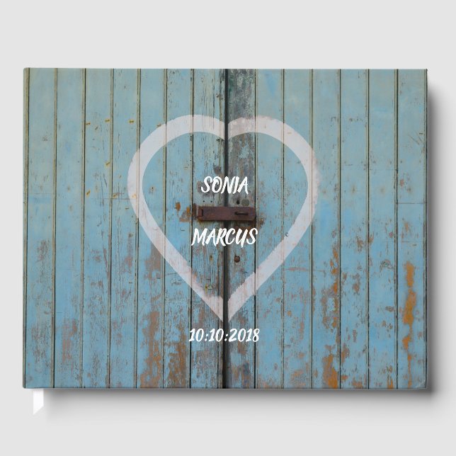 Libro De Visitas Boda de la puerta de Barn Rústico (Anverso)