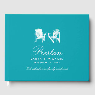 Libro De Visitas Boda de las Cámaras Adirondack verde azuladas