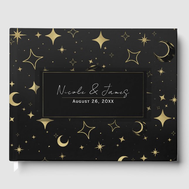 Libro De Visitas Boda de las estrellas de la luna celestial moderna (Anverso)