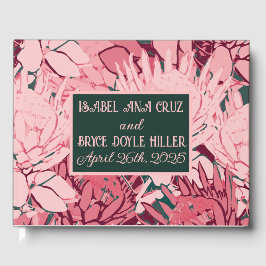 Libro De Visitas Boda de las flores abstractas de color rosa profun