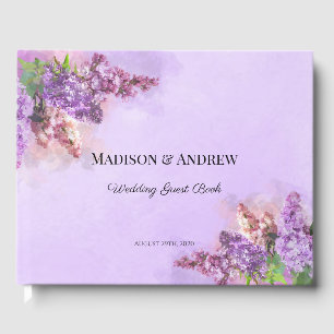 Libro De Visitas Boda de las flores de Lilac color morado y rosa
