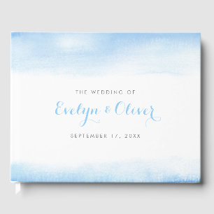 Libro De Visitas Boda de lavado de color azul cielo