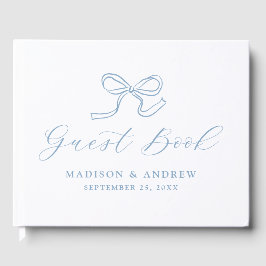 Libro De Visitas Boda de Lazo Azul Elegante