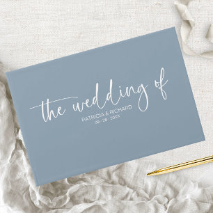 Libro De Visitas Boda de Letra Cursiva Moderna Azul Polvoriento