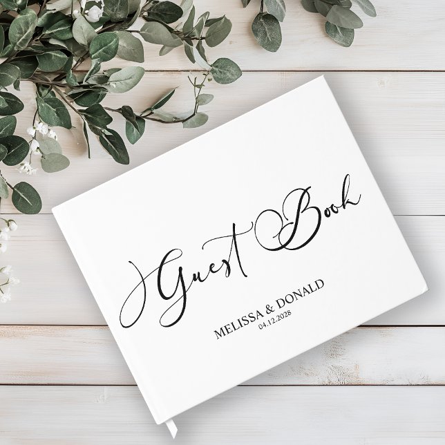 Libro De Visitas Boda de letra cursiva simple moderna negra (Subido por el creador)