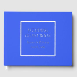 Libro De Visitas Boda de Letra Estilizada Simple Azul Real