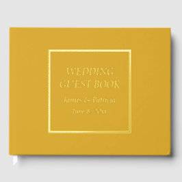 Libro De Visitas Boda de letras simples y estilizadas amarillo dora