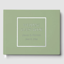 Libro De Visitas Boda de letras simples y estilizadas Sage Green
