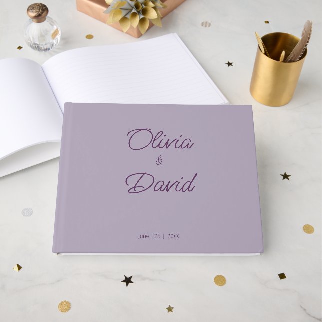 Libro De Visitas Boda de lilac minimalista (Anverso Abierto)