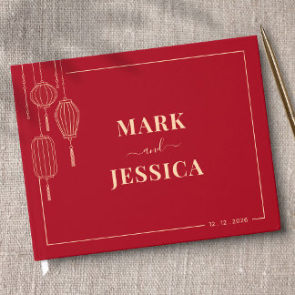 Libro De Visitas Boda de Linterna China Tradicional (ROJO)