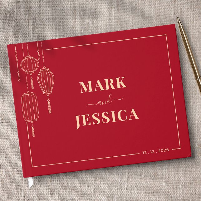 Libro De Visitas Boda de Linterna China Tradicional (ROJO) (Subido por el creador)