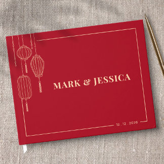 Libro De Visitas Boda de Linterna China Tradicional (ROJO)