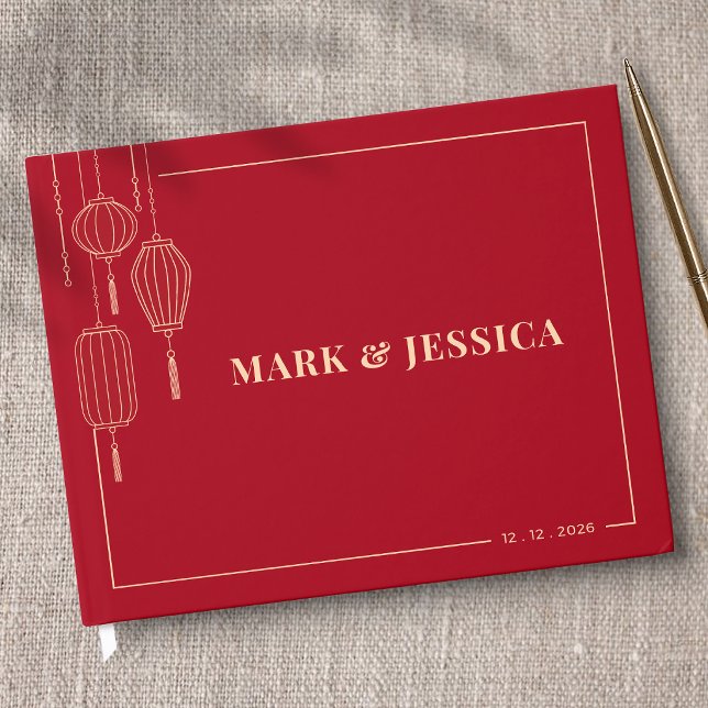 Libro De Visitas Boda de Linterna China Tradicional (ROJO) (Subido por el creador)