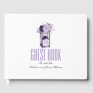 Libro De Visitas Boda de linterna morada floral
