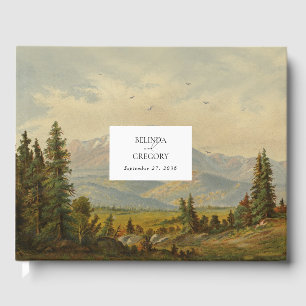 Libro De Visitas Boda de los montes de los bosques de pino acuarela
