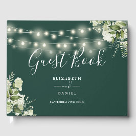 Libro De Visitas Boda de luces de cadena Emerald Greenery