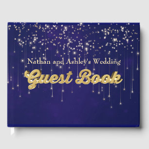 Libro De Visitas Boda de luces de hadas personalizadas Gold
