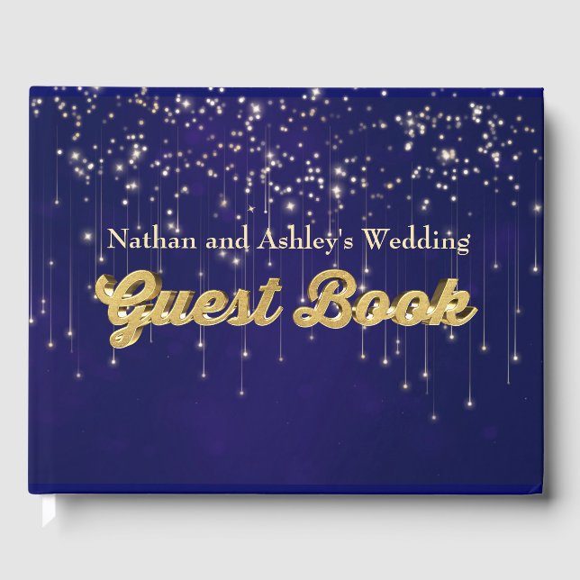 Libro De Visitas Boda de luces de hadas personalizadas Gold (Anverso)