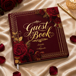 Libro De Visitas Boda de lujo rosa dorado burgundy