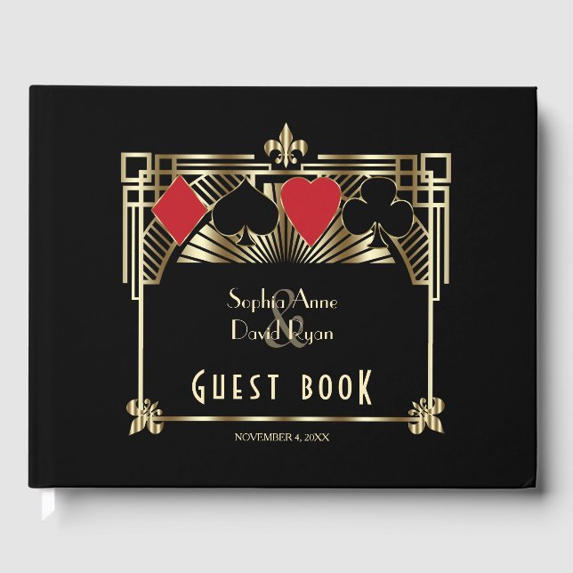 Libro De Visitas Boda de Luxury Gold Black Gatsby Roaring 20s (Anverso)