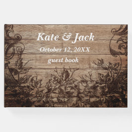 Libro De Visitas Boda de madera grabada de época