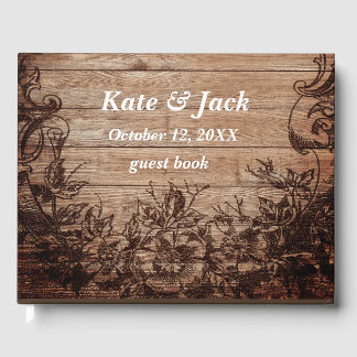 Libro De Visitas Boda de madera grabada de época