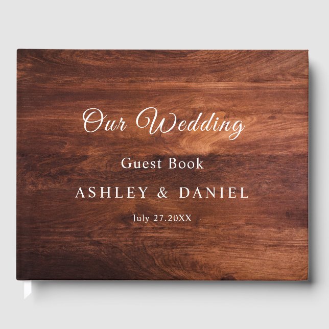 Libro De Visitas Boda de madera rústica de granero (Anverso)