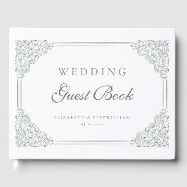 Libro De Visitas Boda de marco de color verde vintage oscuro bordea