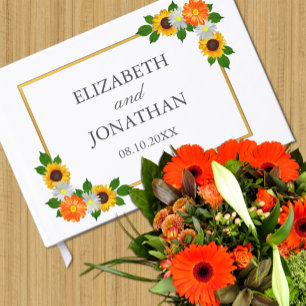 Libro De Visitas Boda de marco dorado floral