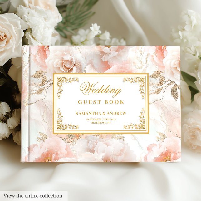 Libro De Visitas Boda de marfil rosado moderno (Modern Dusty Pink Ivory Gold Wedding Guest Book

)