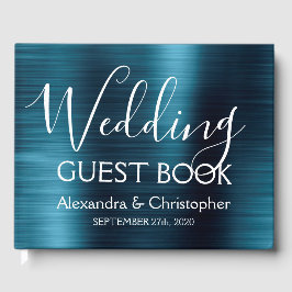 Libro De Visitas Boda de Marina Blue Metallic