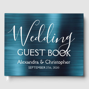 Libro De Visitas Boda de Marina Blue Metallic