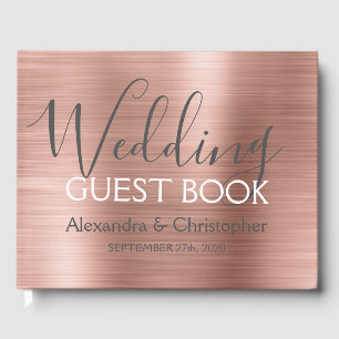 Libro De Visitas Boda de metal rosado Rose Gold