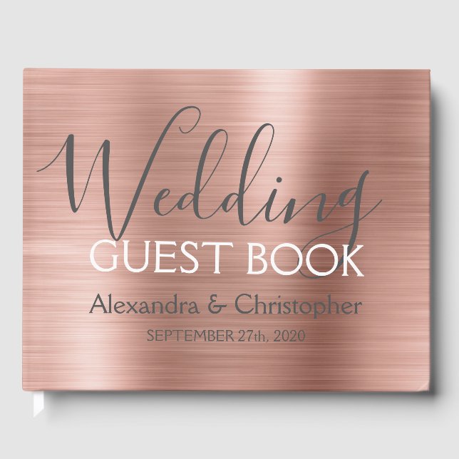 Libro De Visitas Boda de metal rosado Rose Gold (Anverso)