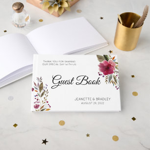 Libro De Visitas Boda de moda de las flores de color de agua de Bor