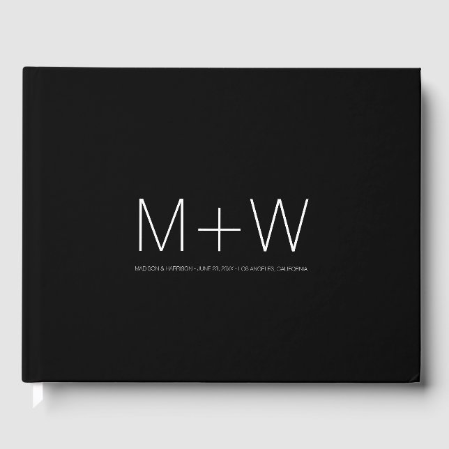 Libro De Visitas Boda de moda elegante personalizado blanco minimal (Anverso)