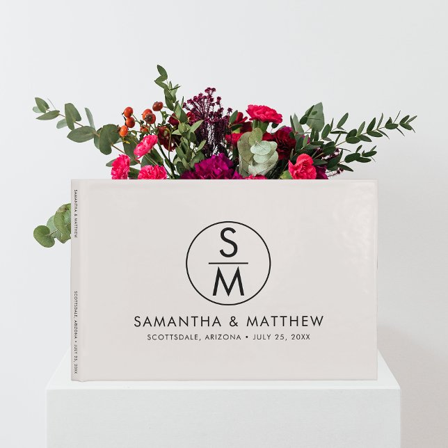 Libro De Visitas Boda de Moda mínima Monograma Novia y Groom (Subido por el creador)