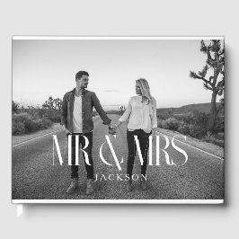 Libro De Visitas Boda de Moda minimalista Diseño Blanco Sr. y Sra.