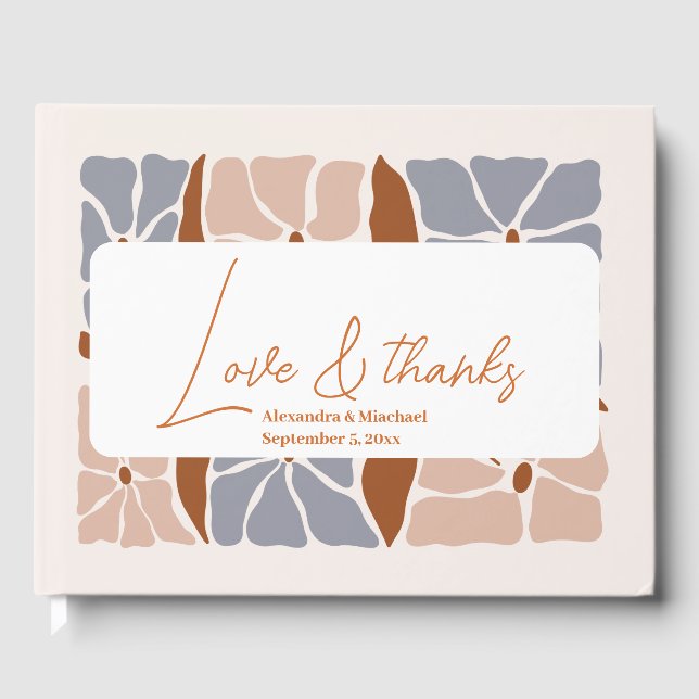 Libro De Visitas Boda de Moda retro floral Boho (Anverso)